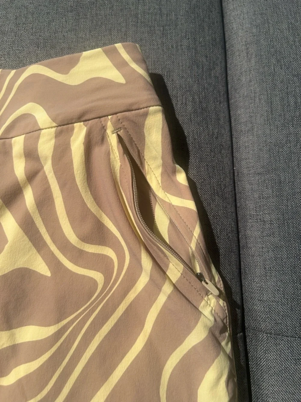 Outdoor Voices Tan and Yellow Patterned Skirt Skort Size Medium